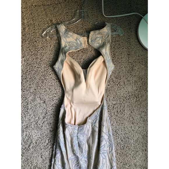 Jovani Champagne Open Back Embellished Prom Dress - Picture 6 of 6